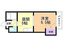 プレジール山鼻 508 5階1DKの間取り