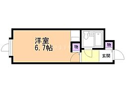 ダイアパレス大通第2 3階ワンルームの間取り