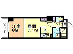 ビッグパレス南6条 9階1LDKの間取り