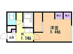 レオパレス北緯43度 1Kの間取図画像