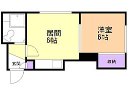 サウスコーポ12C 1DKの間取図画像