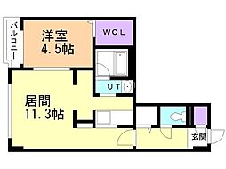 ブランキューブ612 4階1LDKの間取り