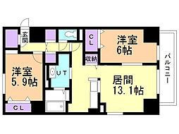 ライラックガーデン 2階2LDKの間取り