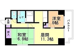 ドミ曙第2 8階2LDKの間取り