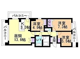RESIDIA円山北五条 3LDKの間取図画像