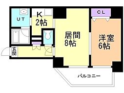 パルクアレースダハイム 1LDKの間取図画像