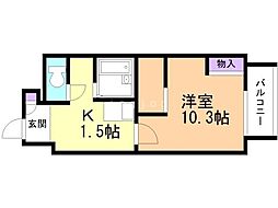 D'sVARIE札幌レジデンス 1Kの間取図画像