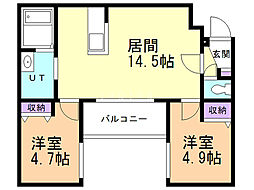 パーク琴似館 2LDKの間取図画像