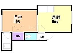 北8条ファミリーハイツ 1DKの間取図画像