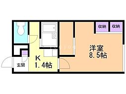 レオパレス南円山 1Kの間取図画像