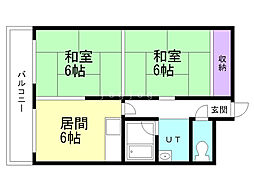 琴似コーポ 2DKの間取図画像