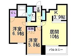 グランカーサ裏参道 2LDKの間取図画像