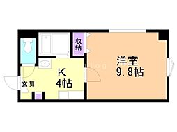 コア136 1Kの間取図画像