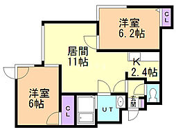 ラ・ヴィクトワール琴似 2LDKの間取図画像