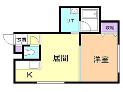 ツインメイプルB 1LDKの間取図画像