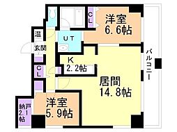 レシディア大通り西 2SLDKの間取図画像