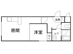 カピテーヌ円山 1LDKの間取図画像
