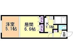 モデュロールナカジマコーエン2nd 1LDKの間取図画像