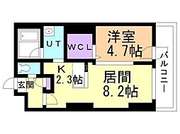 S-RESIDENCE近代美術館前 1LDKの間取図画像