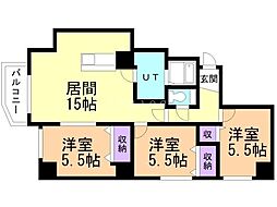 セピア山の手 3LDKの間取図画像