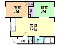 西麻生館 2LDKの間取図画像