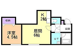 アビタ琴似 1LDKの間取図画像