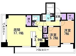 シティタワー札幌 2LDKの間取図画像