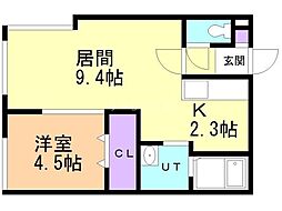 Tiamo桑園 1LDKの間取図画像