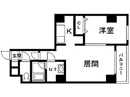 エステラ南3条館A 1LDKの間取図画像