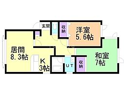 サンクレスト11 2LDKの間取図画像