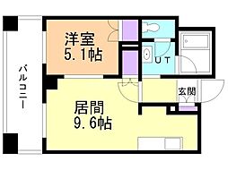 ラフィネタワー札幌南3条 1DKの間取図画像