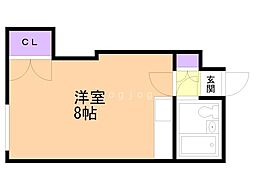 カトレアパークイレブン ワンルームの間取図画像