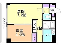 サンリッチ南5条 1LDKの間取図画像