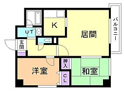 デラシオン協和3 2LDKの間取図画像