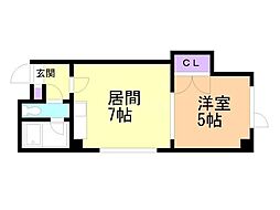 ハートランド南8条 1DKの間取図画像