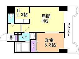 ティアラ中島公園ウエストサイド 1LDKの間取図画像