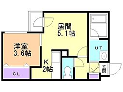 ラフォルテ桑園 1DKの間取図画像