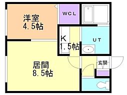 パーチェ宮の森 1LDKの間取図画像
