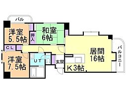 オリンピア南9条 3LDKの間取図画像
