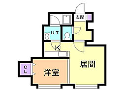 リバーサイド1 1LDKの間取図画像