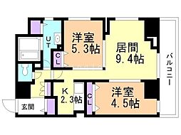 レジディア南一条 2LDKの間取図画像