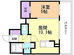 Lienマルヤマ 1LDKの間取図画像