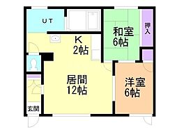 第2関井ハウス 2LDKの間取図画像