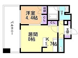 レガーロ美術館通 1LDKの間取図画像