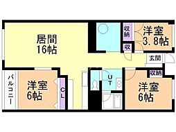 宮の森パレス 3LDKの間取図画像