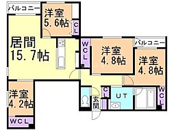 札幌市中央区南十七条西11丁目マンション 4LDKの間取図画像