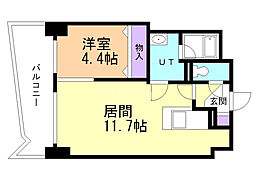 ビッグパレス中島公園リバーサイドB棟 1LDKの間取図画像