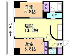 スペチアーレ伏見 2LDKの間取図画像