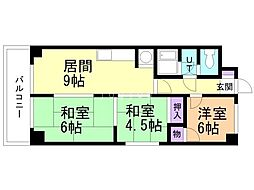 グランドパレス啓明'85 3DKの間取図画像