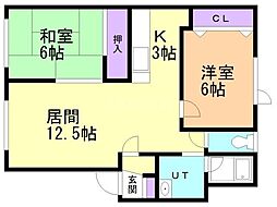 ラボ山の手2 2LDKの間取図画像